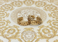 Versace Inspired Greca Hoop Earrings in Rose Gold 925 Silver
