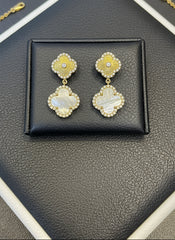 Van Cleef Inspired Mother of Pearl Necklace Set – Gold Plated 925 Silver with Tops