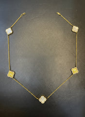 Van Cleef Inspired Mother of Pearl Necklace Set – Gold Plated 925 Silver with Tops