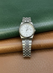 Land-Dweller White Dial Stainless Steel Watch