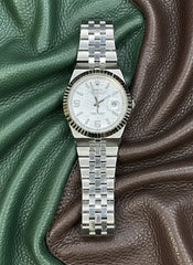 Land-Dweller White Dial Stainless Steel Watch