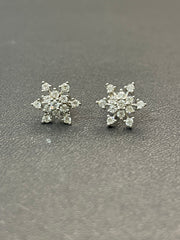 Silver Small Flower-Style Zircon Tops