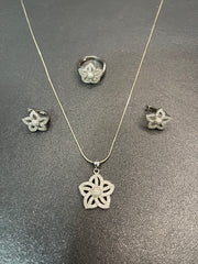 925 Silver Star-Shaped Locket Set with Matching Ring