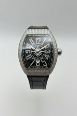 Diamond Silver Vanguard Tonneau Watch – Black Yachting Dia