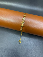 Five-Flower Chain Bracelet – Gold-Plated 925 Silver with Red, Blue & Zircon Stones | Time N Treasure
