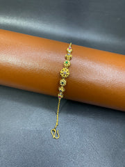 Seven-Flower Chain Bracelet – Red, Green & Purple Stones | Gold-Plated Silver 925 | Time N Treasure