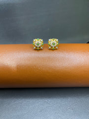 Symmetrical Flower & Leaf Tops – Green Stone & Zirconia | Gold-Plated 925 Silver