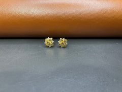 Four-Side Leaf Tops – Blue Stone & Zircon | Gold-Plated 925 Silver