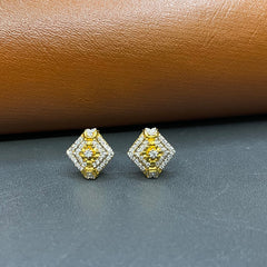 Rhombus Shape Tops with Floral Zircon Design | Gold-Plated 925 Silver