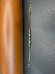 Silver Bracelet with Three Metal Balls and Zircon Stones | Time N Treasure