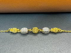 Silver Bracelet with Three Metal Balls and Zircon Stones | Time N Treasure