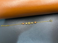 Five-Flower Chain Bracelet – Gold-Plated 925 Silver with Red, Blue & Zircon Stones | Time N Treasure