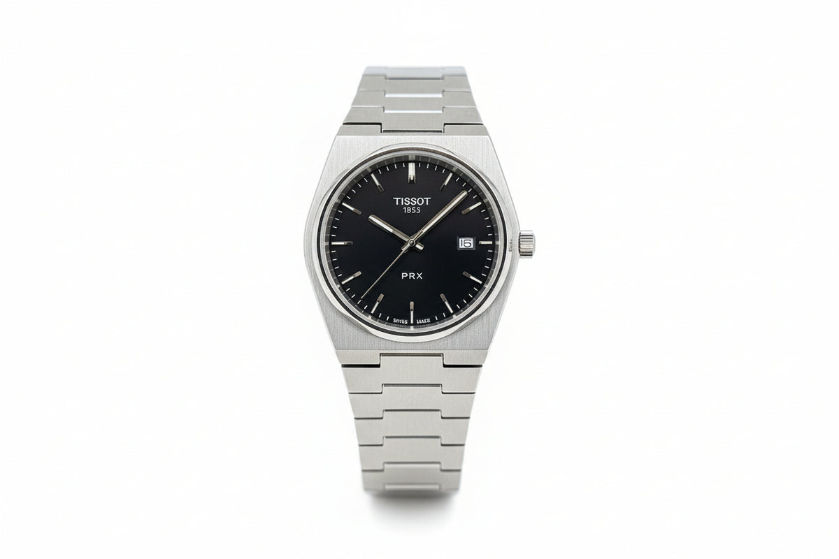Tissot PRX Black Dial Watch | Stainless Steel Bracelet | Quartz Movement