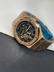 Royal Oak Skeleton Watch – Rose Gold Color Case with Black Dial | Automatic Movement