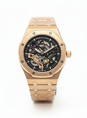 Royal Oak Skeleton Watch – Rose Gold Color Case with Black Dial | Automatic Movement
