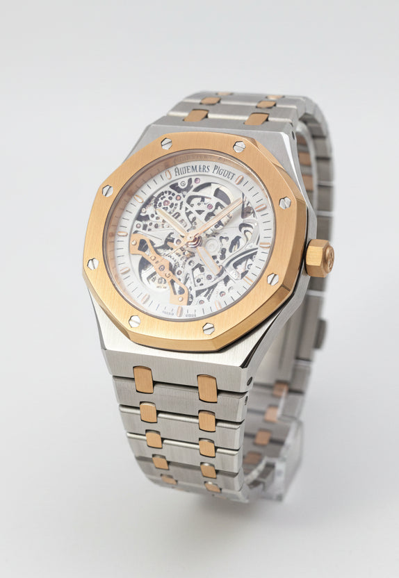Royal Oak Skeleton Watch – Two-Tone Rose Gold & Stainless Steel | White Dial | Automatic Movement