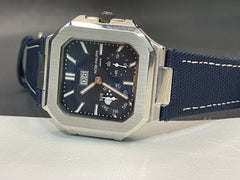 Cubitus Chronograph Watch – Navy Blue Dial with Denim Strap | Stainless Steel Case | Moon Phase & Date
