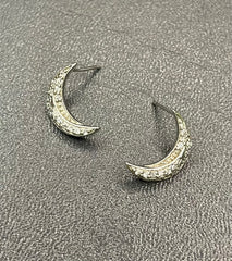 925 Silver Crescent Moon Locket Set with Zircon