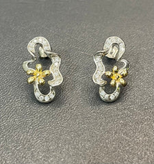 Silver Flower Design Locket Set – Two-Tone Gold & Silver Finish