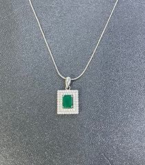 Green Stone with Zircon Frame Locket, Tops & Ring Set in 925 Silver