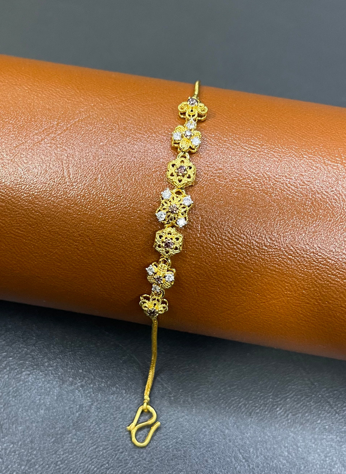 Gold-Plated Silver Chain Bracelet with Zircon & Purple Stone | Time N Treasure
