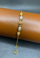 Silver Bracelet with Three Metal Balls and Zircon Stones | Time N Treasure