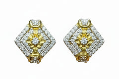 Rhombus Shape Tops with Floral Zircon Design | Gold-Plated 925 Silver