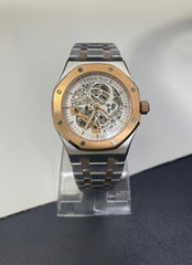 Royal Oak Skeleton Watch – Two-Tone Rose Gold & Stainless Steel | White Dial | Automatic Movement