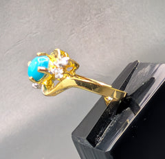 Gold Plated Silver Turquoise Ring with Zirconia Accent | Time N Treasure