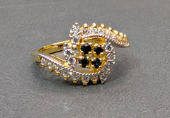 Midnight Blue Sapphire Spiral Ring with Zirconia Pavé | Time N Treasure