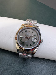 Slate Grey & Green Roman Dial Watch – SS Jubilee Bracelet | "Wimbledon"