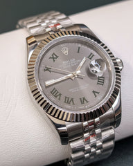 Slate Grey & Green Roman Dial Watch – SS Jubilee Bracelet | "Wimbledon"