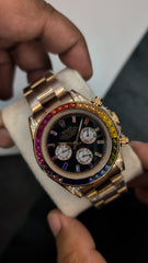 Rose Gold Rainbow Dial Chronograph Custom Watch