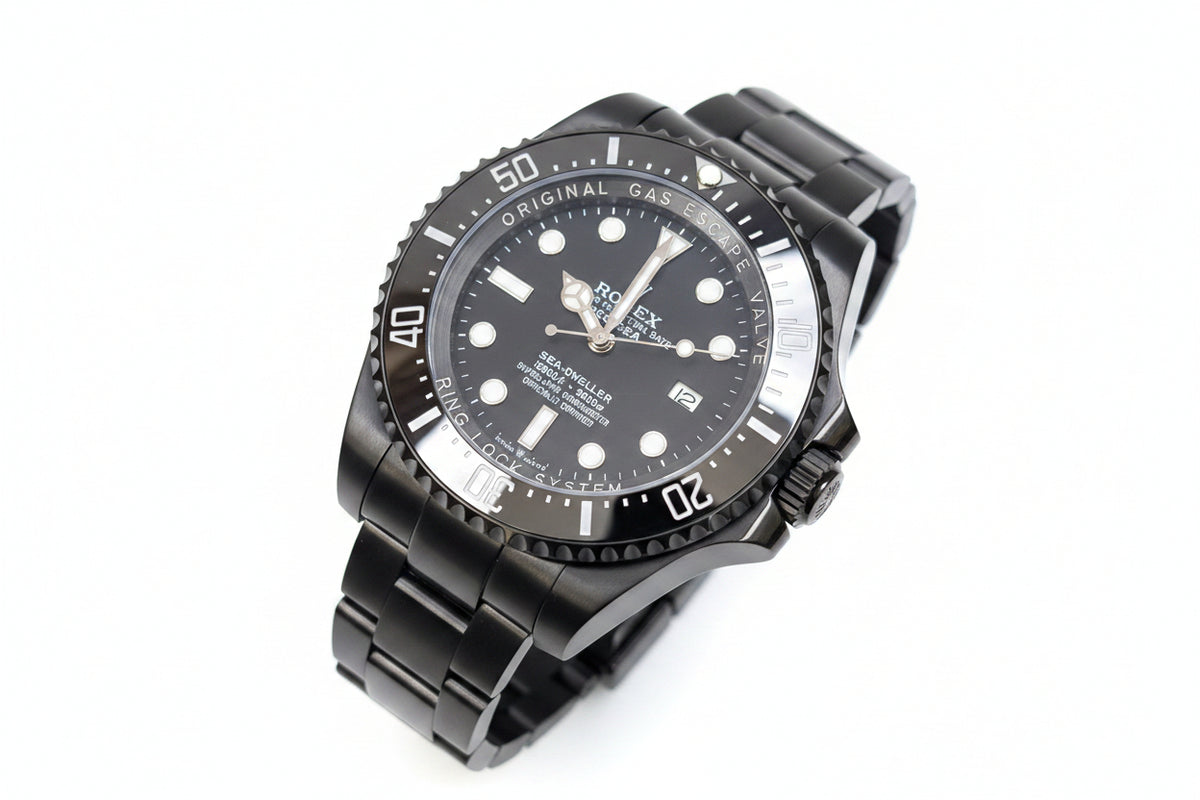 44mm Deep-Sea Black Ceramic PVD Custom Watch | Time N Treasure
