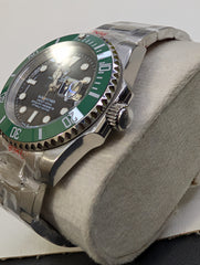 Green Ceramic Bezel Diver Custom Watch – Black Dial Oyster Chain | Time N Treasure