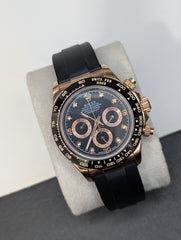 Rose Gold Sports Chronograph Custom Watch – Black Ceramic Bezel & Rubber Strap | Time N Treasure