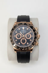 Rose Gold Sports Chronograph Custom Watch – Black Ceramic Bezel & Rubber Strap | Time N Treasure