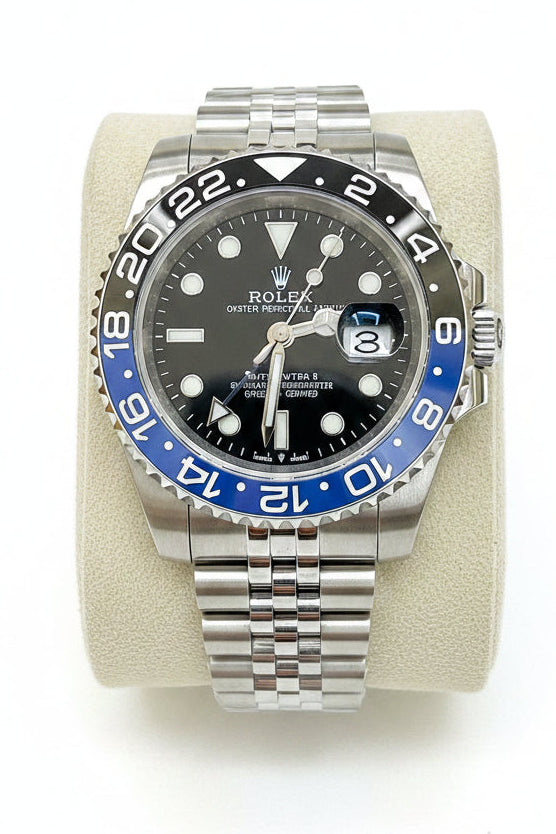Black & Blue GMT Custom Watch – Stainless Steel Jubilee Chain "BATGIRL" (NO GMT)