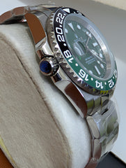 Emerald Green GMT Custom Watch – Stainless Steel Oyster Chain "2025 SPRITE"