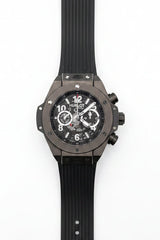 Black Quartz Chronograph Watch – Skeleton Dial Rubber Strap | Time N Treasure