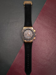 Rose Gold Skeleton Chronograph Custom Watch – Black Bezel & Rubber Strap | Time N Treasure