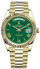 Day-Date 40 yellow gold color Green Roman dial