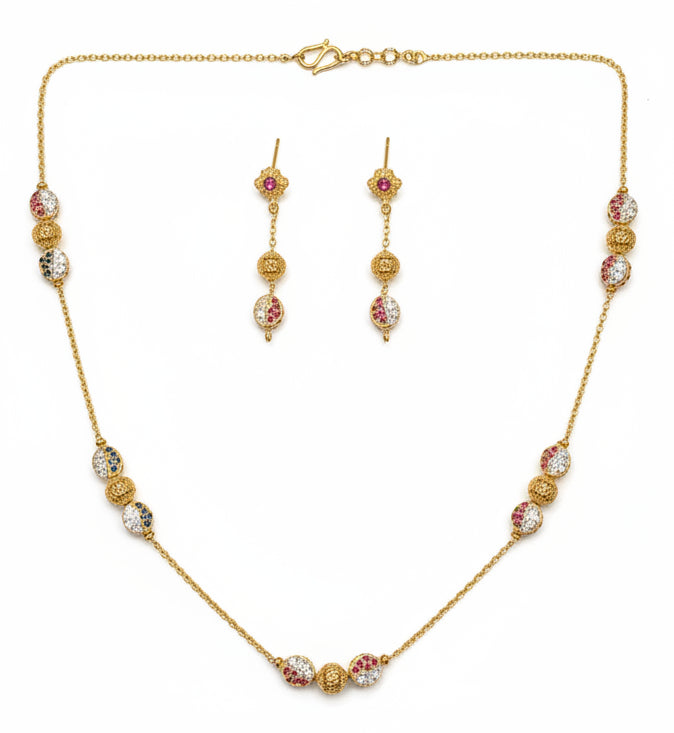 Majestic Harmony Multi-Gemstone Mala Set – Gold Plated Silver | Time N Treasure