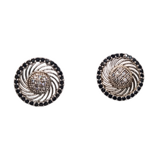 Silver Round Tops with Black & White Zircon